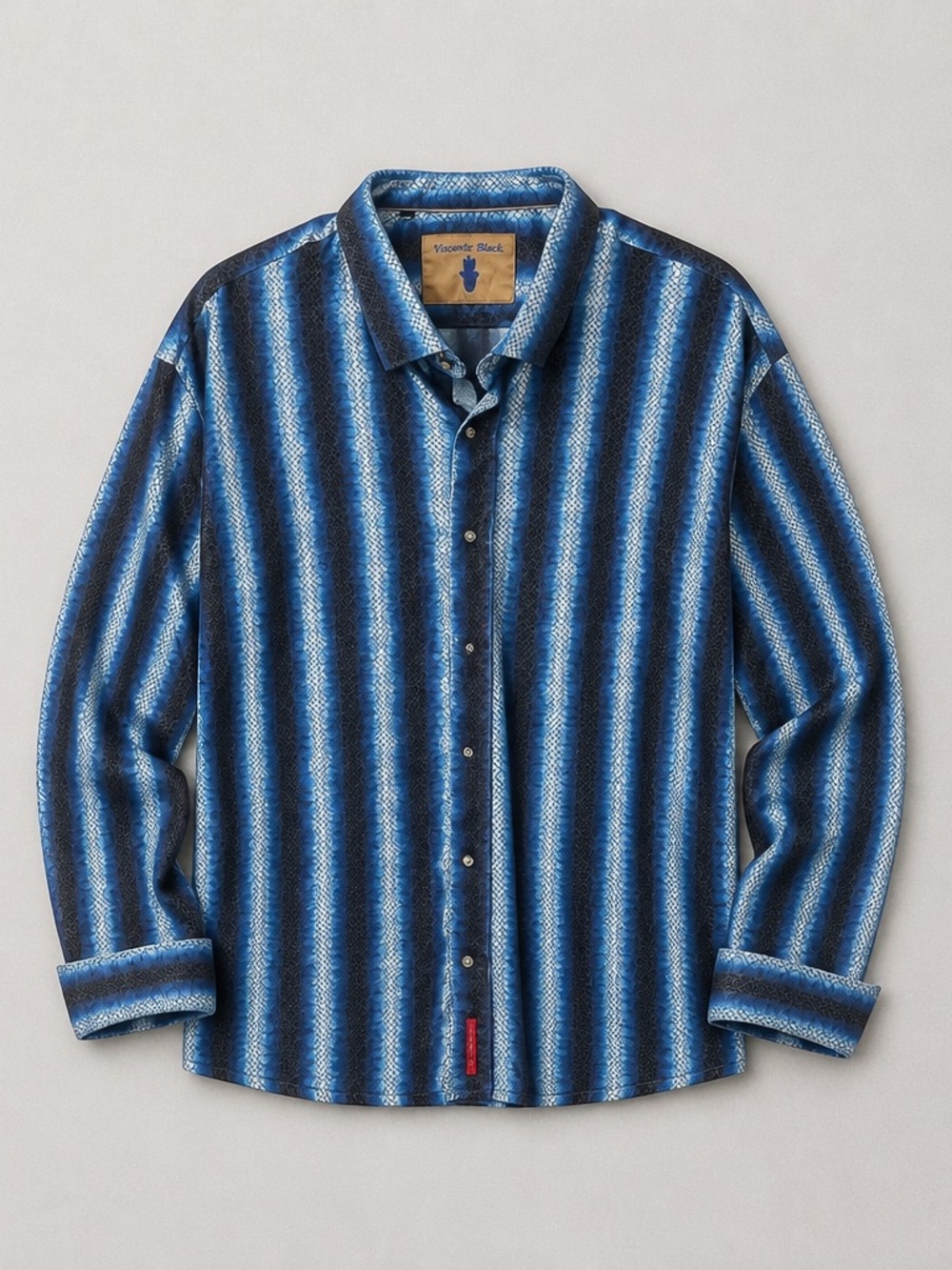 Visconti Black - Blue Striped Men's Button-Up Shirt 2XL